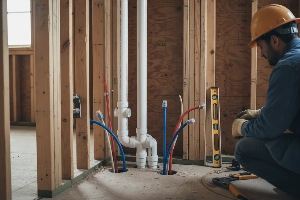 Drain and supply rough-in during Drain Cleaning in Worton
