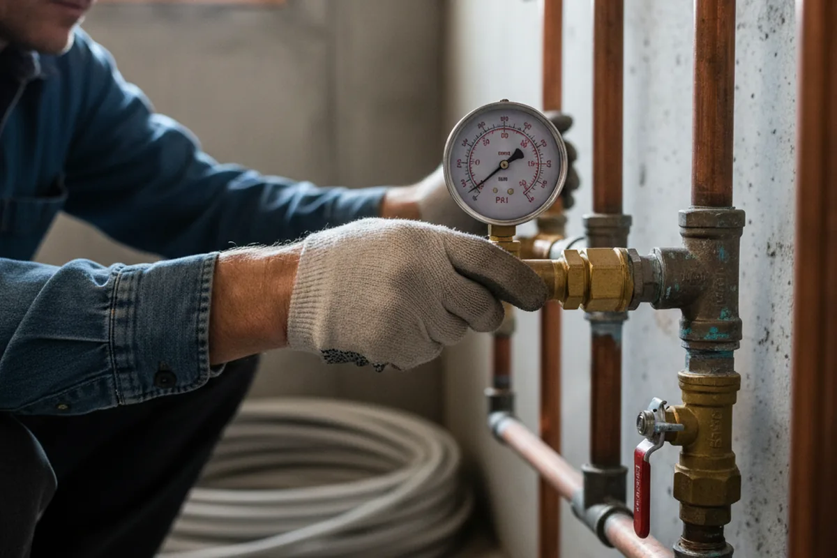 Pressure testing a repaired line during Water Line Repair in Worton